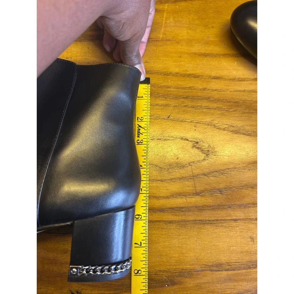 Michael Kors‎ Jilly Ankle Boots Women 7.5M Black Leather Chain Heel